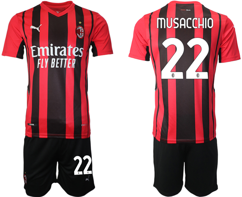 Men 2021-2022 Club AC Milan home red #22 Soccer Jersey